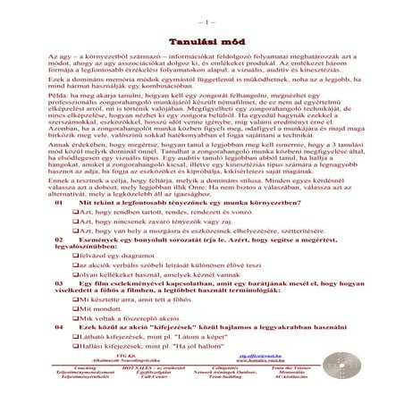 Tanulási mód - Kérőív