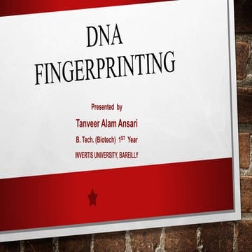  DNA fingerprinting Presented By Tanveer Alam Ansari
