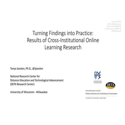 Tanya Joosten: Turning Findings into Practice: Results of Cross-Institutional...