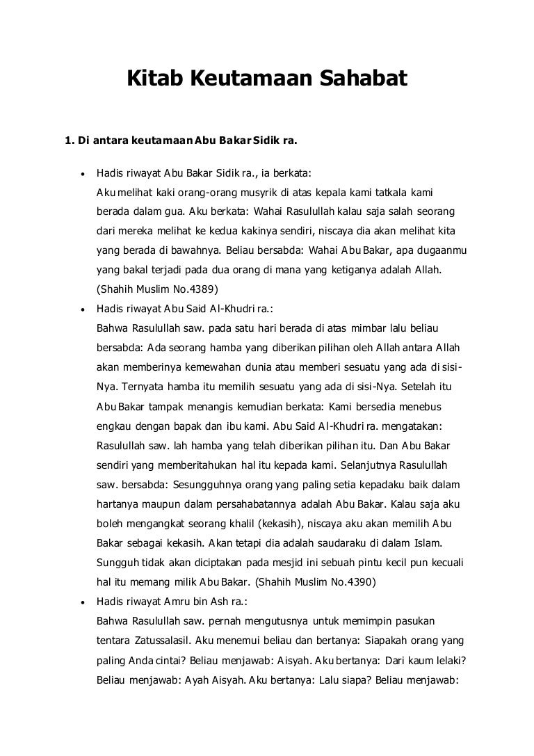 Tanya Jawab Keutamaan Sahabat