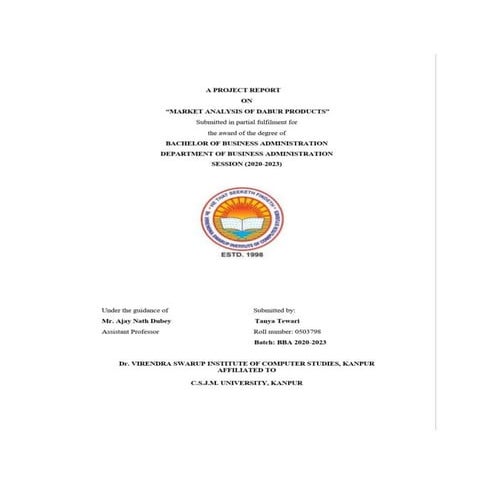 Project Report BBA on Dabur Co