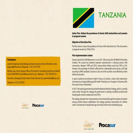 Action Plan: Tanzania. ￼Strengthening the Capacity of SUN Countries to Scale Up Nutrition through “Learning Routes”