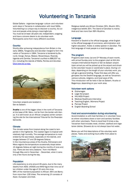 Tanzania bronchure for_2013