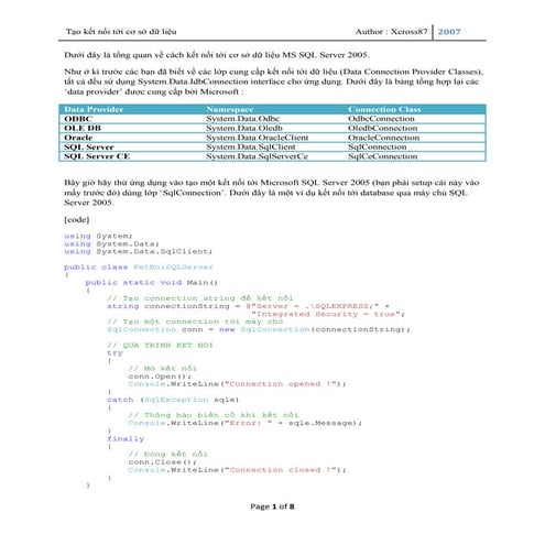 Tao mot ket noi toi co so du lieu dung c#