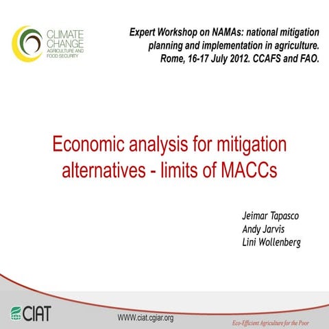 Economic analysis for mitigation alternatives - limits of MACCs by Andy Jarvi...