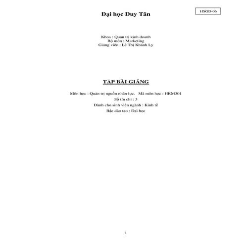 Quản lý nguồn nhân lực