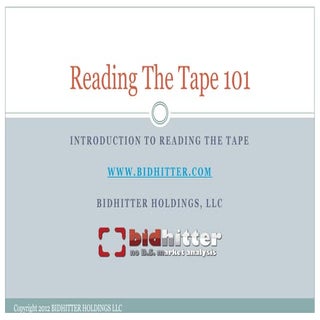 Reading The Tape 101 - Learn How To...