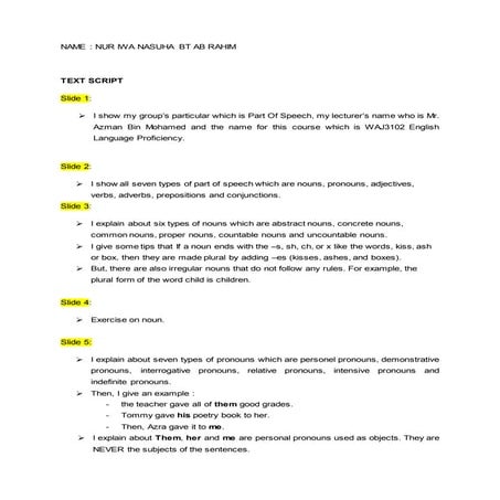 Tape script (nur iwa nasuha)