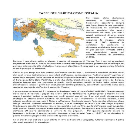 Tappe dell'unificazione d'Italia