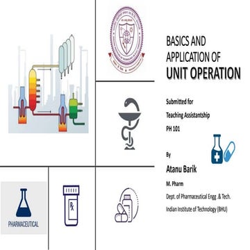 UNIT OPERATIONS : PHARMACEUTICAL ENGINEERING ON BASICS AND APPLICATION