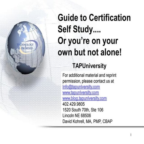 Tapu certification exam prep   guide to self study 2011