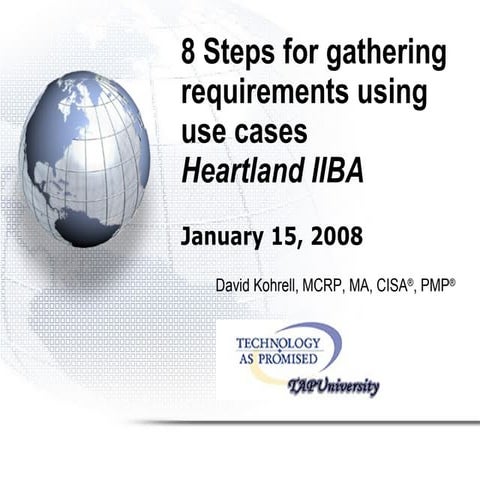 TAPUniversity 8 Steps for Requirements Capture with Use Cases