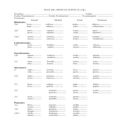 Test de Articulación TAR