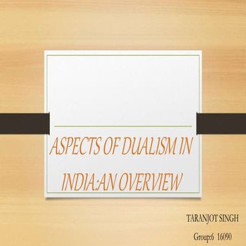 Aspects Of Dualism in India