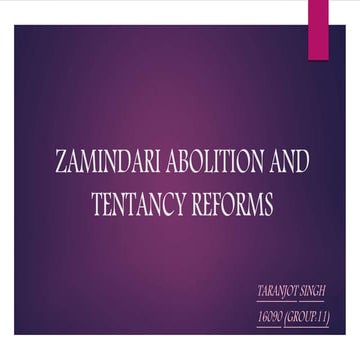 Zamindari Abolition and Tenancy Reforms 