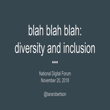 blah, blah, blah: diversity and inclusion