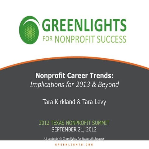 Nonprofit Career Trends: Implications for 2013 and Beyond