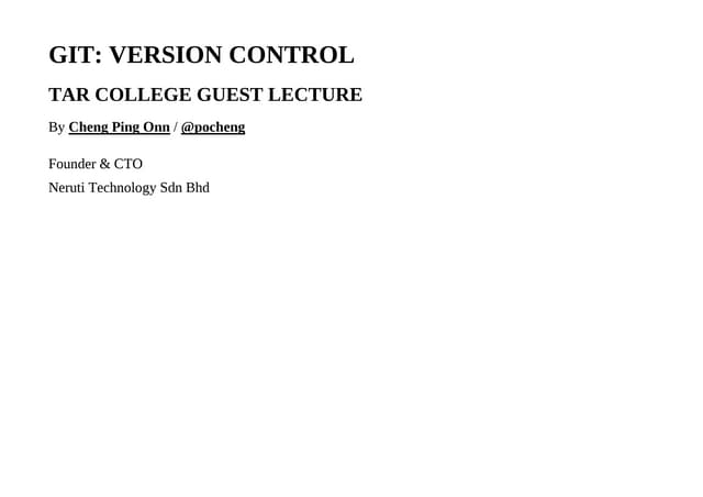 Guest Lecture Git Version Control Ppt Guest Lecture Git Version Control Ppt