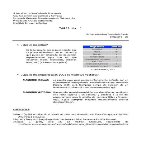 Magnitud: Escalar y Vectorial