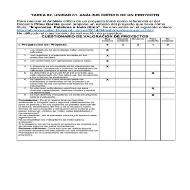 Guía para el análisis y evaluación de mi proyecto de aula | DOCX