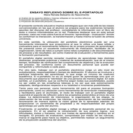 ENSAYO REFLEXIVO SOBRE EL E-PORTAFOLIO