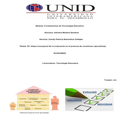 Tarea 12. mapa conceptual de la evaluación en el proceso de enseñanza aprendi...