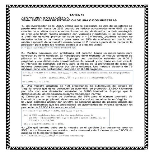 Tarea 16 de probabilidad y estadistica  con respuestas