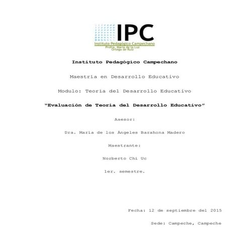 Tarea 1 tema i evaluacion de teoria de desarrollo educativo
