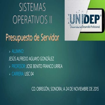 Presupuesto de un Servidor de una empresa