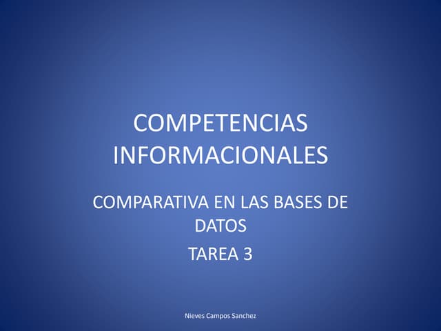 Tarea 3. comparativa en las bases de datos