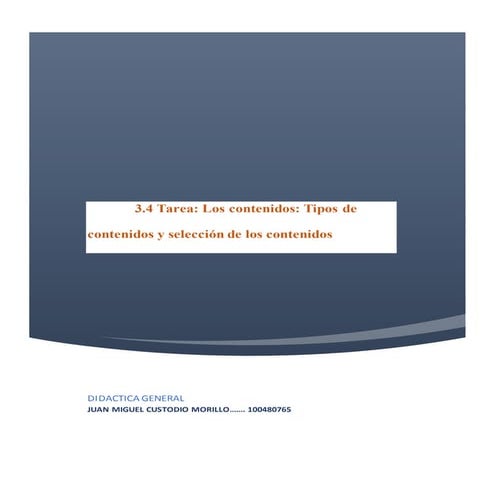 Los Contenidos Didácticos: Tipos y selección de contenidos