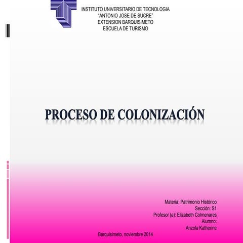 Períodos y Proceso de Colonización - Venezuela