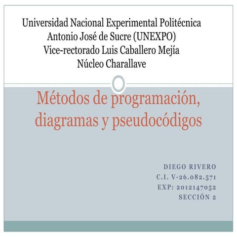 Métodos de programación, diagramas y pseudocódigos 