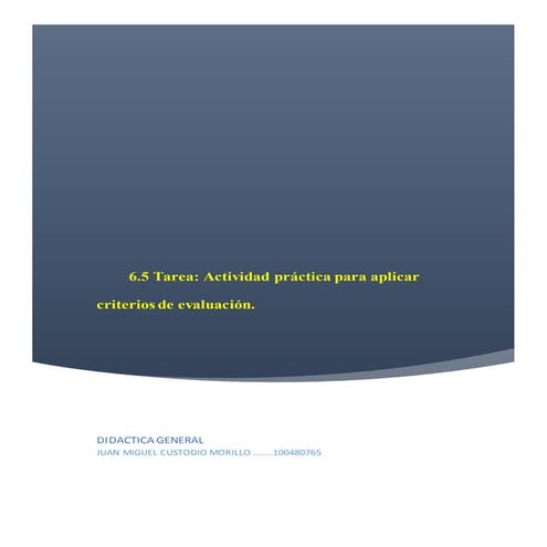 Actividad práctica para aplicar criterios de evaluación.