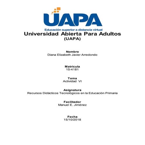 Tarea 6 Recursos Didácticos Tecnológicos en la Educación Primaria 