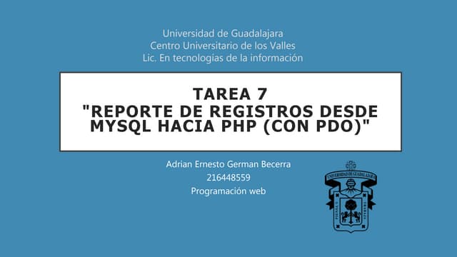 Reporte de registros desde MySQL hacia PHP (con PDO)