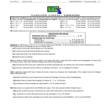 Tarea  Funcion  Lineal