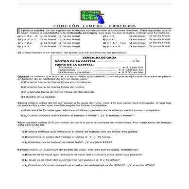 Tarea  Funcion  Lineal