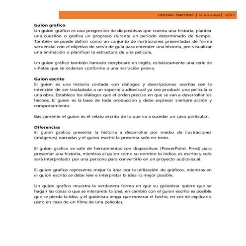 Tarea guion grafico y Planos para Tomar fotografías