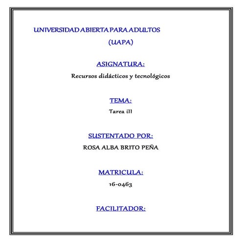 Tarea iii recursos didacticos  y tecnologicos rosa alba brito