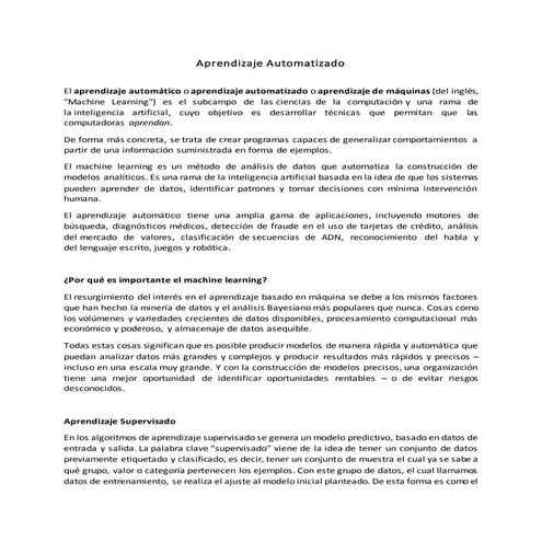 Aprendizaje Automatizado