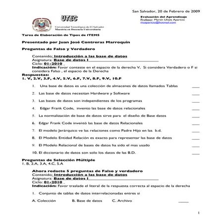 Tarea Preguntas De Test Evaluacion De Aprendizaje