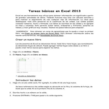Tareas básicas en excel 2013