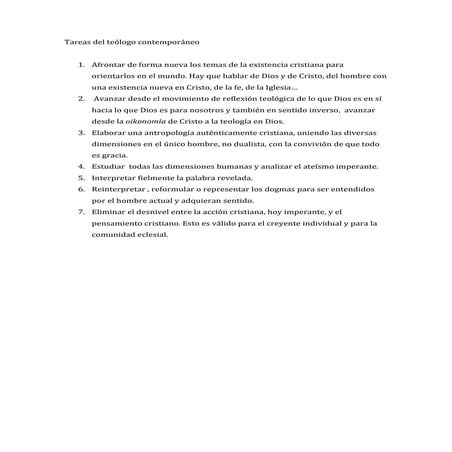 Tareas del teólogo contemporáneo