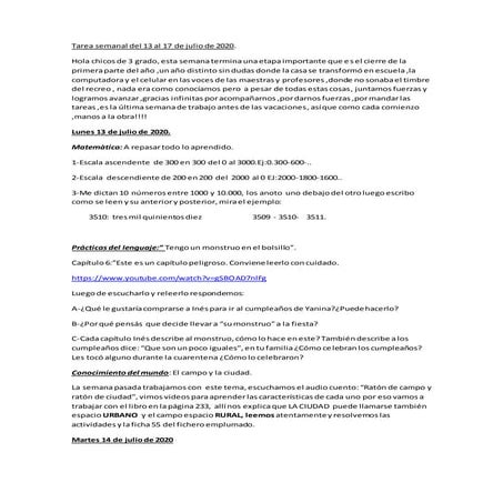 Tarea semanal del 13 al 17 de julio