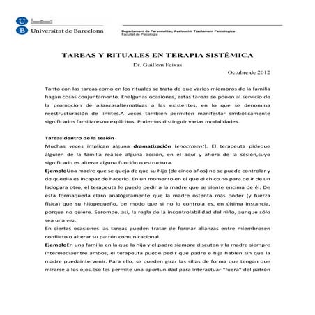 Tareas y rituales en terapia sistémica
