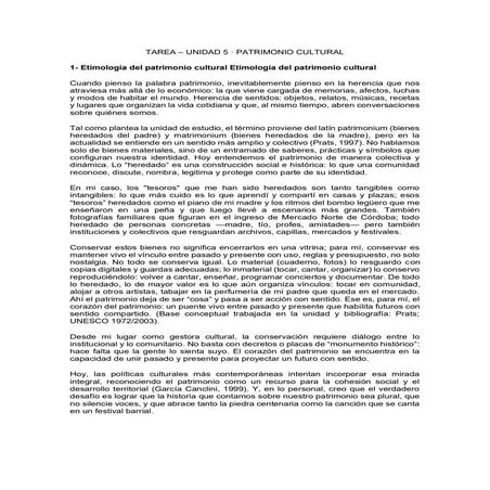 Material de estudio sobre patrimonio cultural