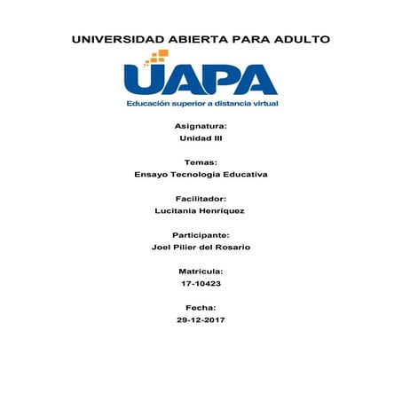 Ensayo Tecnología Educativa 