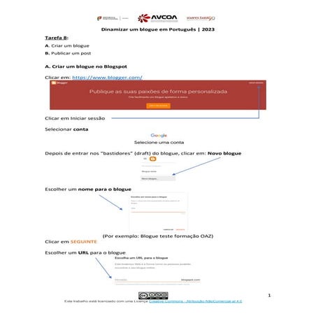 Tarefa 8 - Criar blogue e publicar post