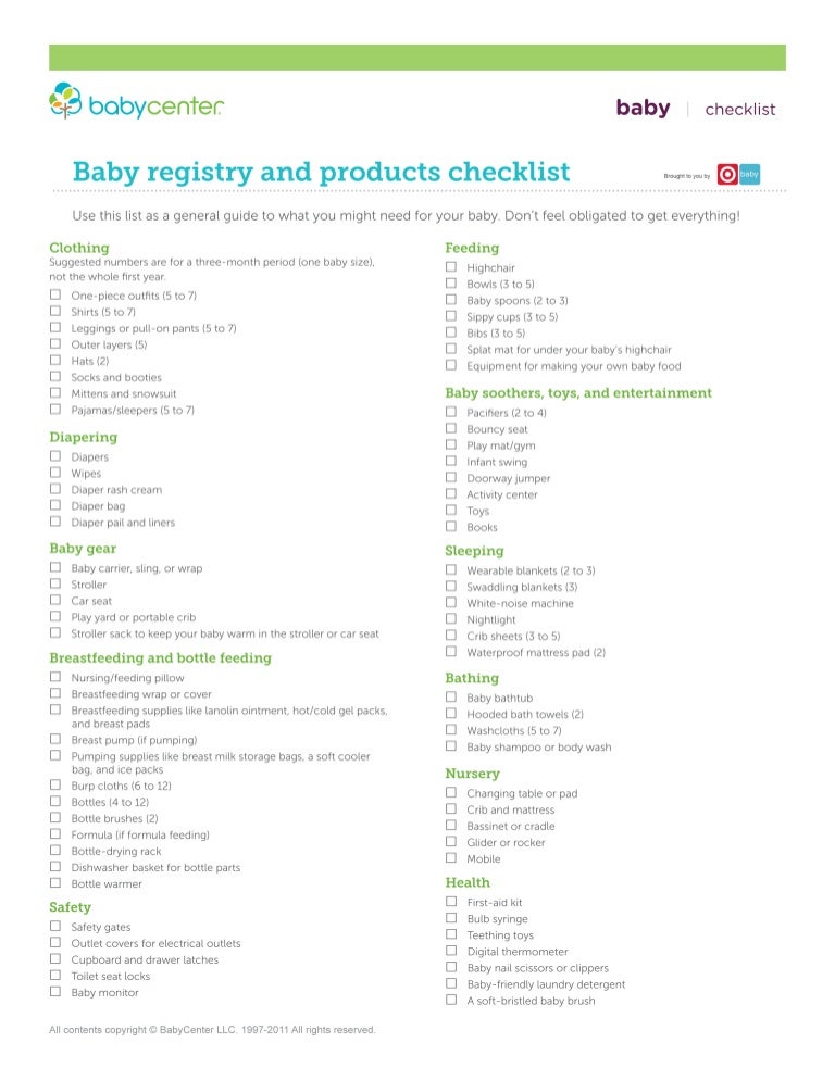 babycenter registry checklist